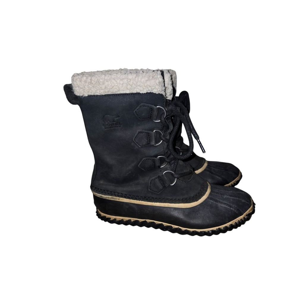 Sorel NL2649-010 Women's Black Waterproof Faux Fur Mid-Calf Snow Boots 8